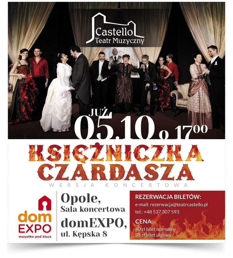 Zapraszamy na spektakle Teatru Muzycznego Castello w domEXPO w Opolu przy ulicy Kepskiej 8.