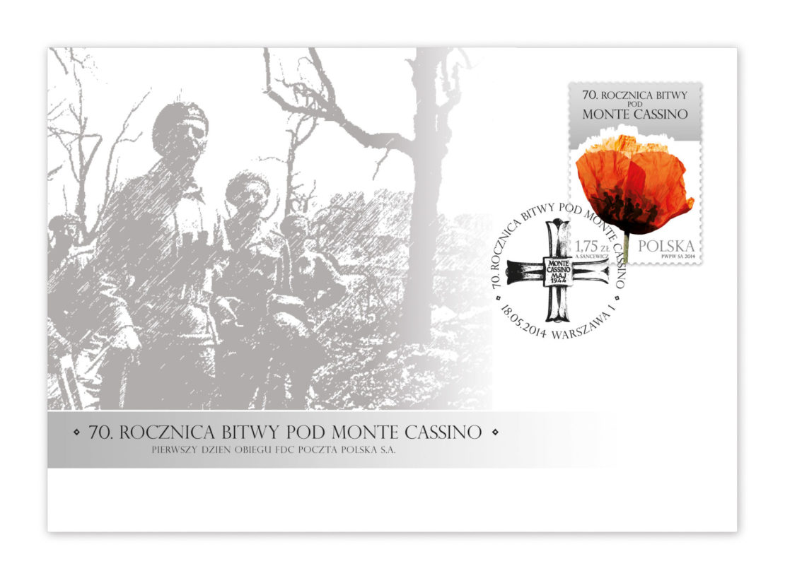 Poczta Polska ze znaczkiem na Monte Cassino