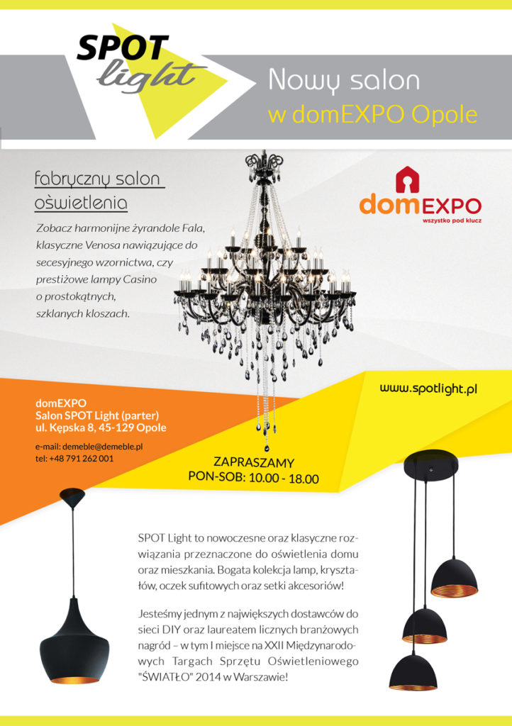 Nowy Fabryczny Salon Oświetlenia SPOT Light w domEXPO Opole!