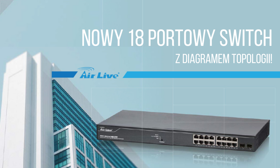 Nowy 18 portowy switch z diagramem topologii!