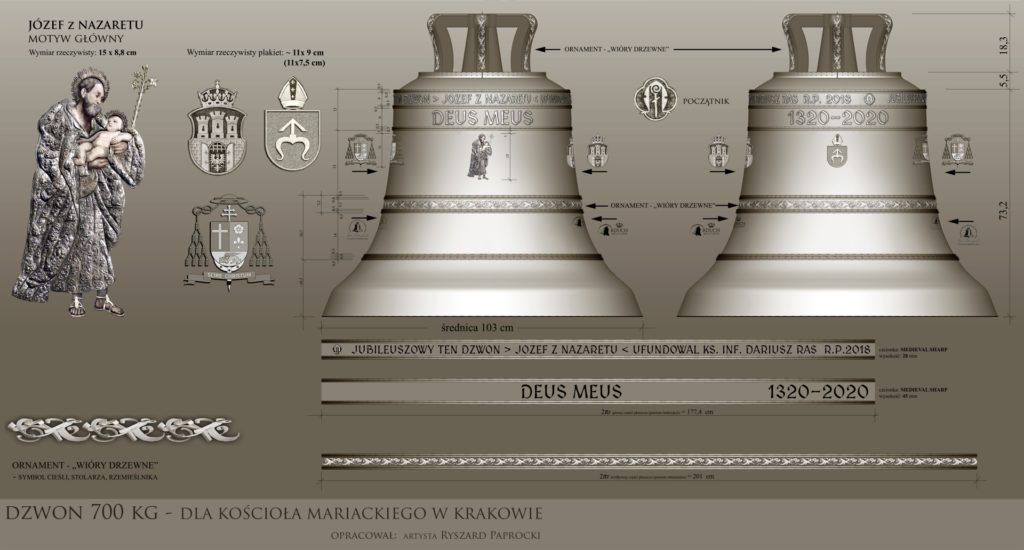 Dzwon Józef z Nazaretu na 700-lecie Bazyliki Mariackiej w Krakowie